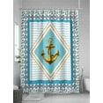 thumbnail image 5 of Shower Curtains Nautical Blue Anchor Bath Curtain Geometric Striped Rope Waterproof Bathroom Shower Curtain Set with Hooks Decoration 72 x 72 Inches, 5 of 7