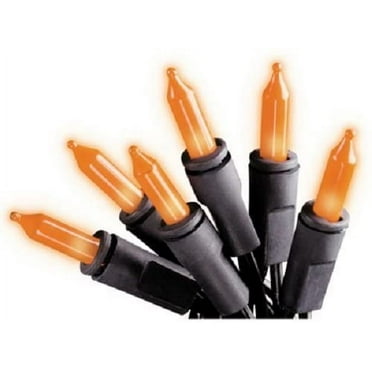 Sylvania Indoor/Outdoor Halloween Mini Lights, 100 Orange Bulbs, Black Wire, 22'