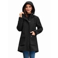 thumbnail image 4 of Women Waterproof Softshell Jackets Warm Fleece Lined Coats with Hood Long Rain Jacket Black M, 4 of 9