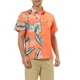 thumbnail image 4 of INSPIRE CHIC Men's Summer Leaf Patchwork Shirt Button Down Printed Shirts M Light Orange Green, 4 of 5