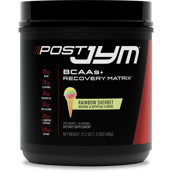 Post JYM Active Matrix - Post-Workout with BCAA's, Glutamine, Creatine HCL, Beta-Alanine, and More | JYM Supplement Science | Rainbow Sherbert Flavor, 30 Servings, 21.2 oz.