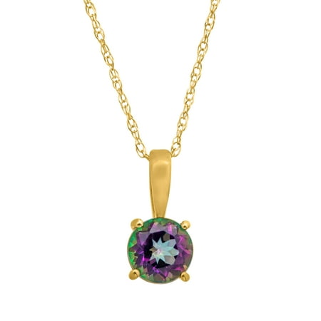 1/2 ct Natural Green Mystic Topaz Pendant Necklace in 10kt Yellow Gold, 16