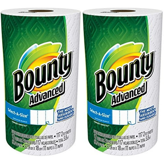 Bounty Advanced Select-A-Size, 2 X More Absorbent Paper Towels Roll, 11 X 7.1-Inches, White (234 Sheets)