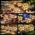 thumbnail image 2 of Rirool 2-Pack Purple Solar Rose Flower Garden Stake Lights, 7 Heads Outdoor Waterproof Decorative Lights with 8 Modes, Auto On/Off Warm White LED for Yard Lawn Patio Pathway Decor, 2 of 8
