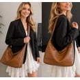 thumbnail image 2 of Entchin Slouchy Hobo Bag for Women, PU Leather Crossbody Shoulder Purse with Adjustable Strap, Soft Vegan Leather Handle Handbag, Casual Everyday Travel Work Bag,Brown, 2 of 6