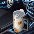 thumbnail image 6 of Beige Halloween Pumpkins Ghosts and Bats Tumbler with Handle and Lid,40oz Double Wall Vacuum Insulated Tumbler,Cups Gift for Women and Men, 6 of 7