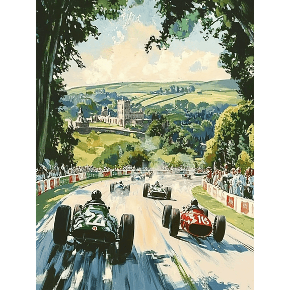 Vintage Racing Cars Canvas Print/Wall Art,Suitable for Living Room,Bedroom,Office,Garage,Study Room decoration.