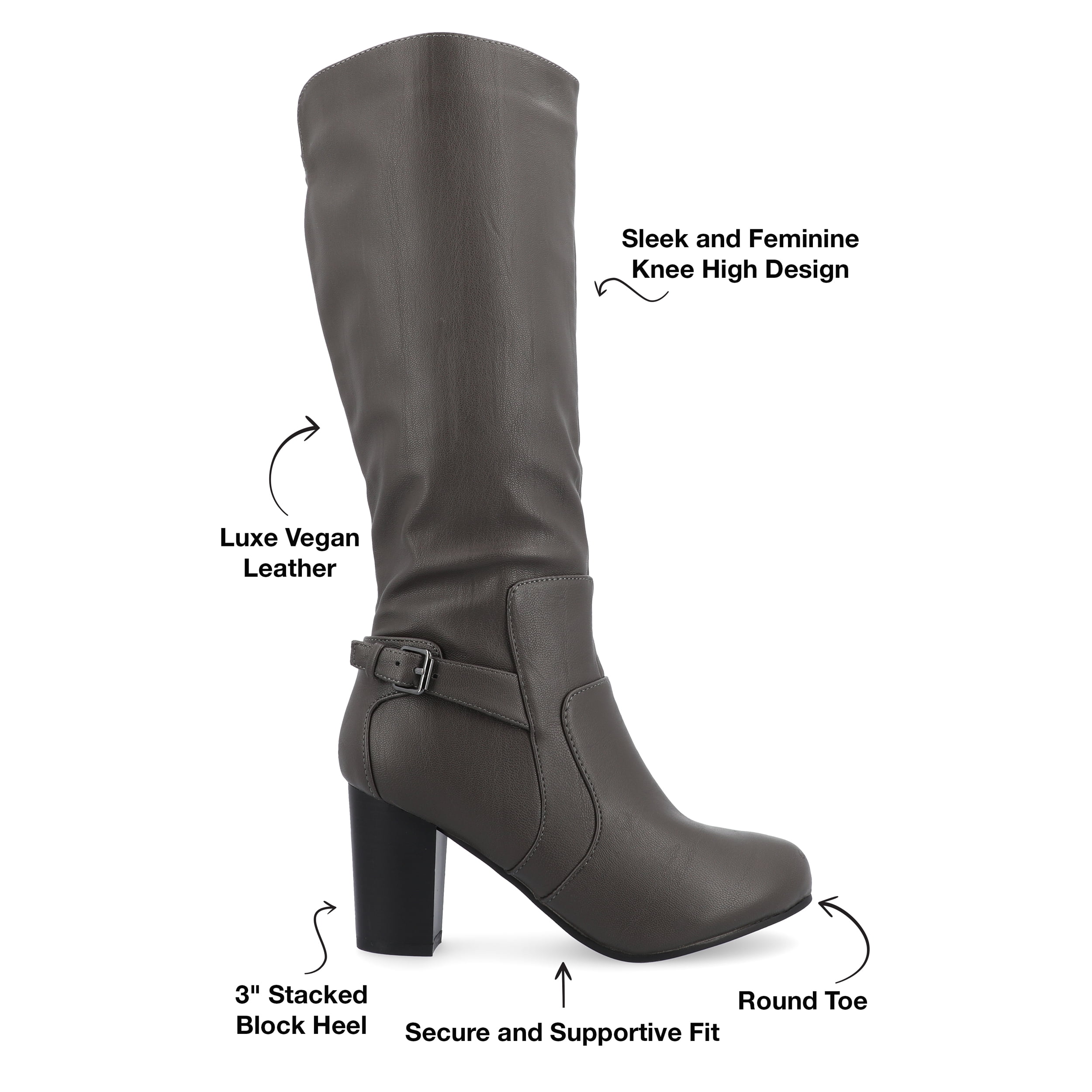 Journee Womens Carver Stacked Heel Knee High Boots