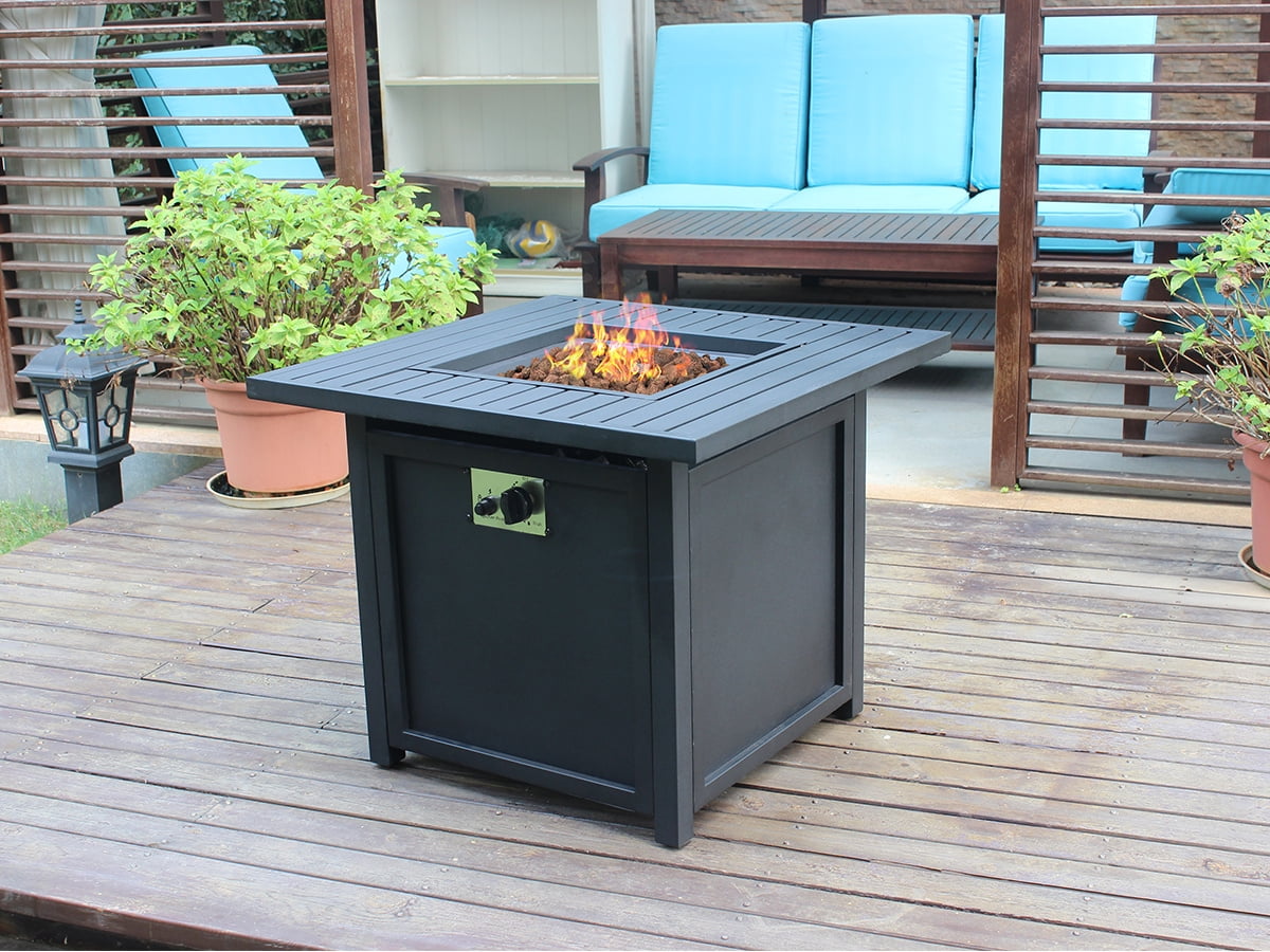 Upland 28 Slat Top Gas Fire Pit Table, Outdoor Fire Pit Fuel