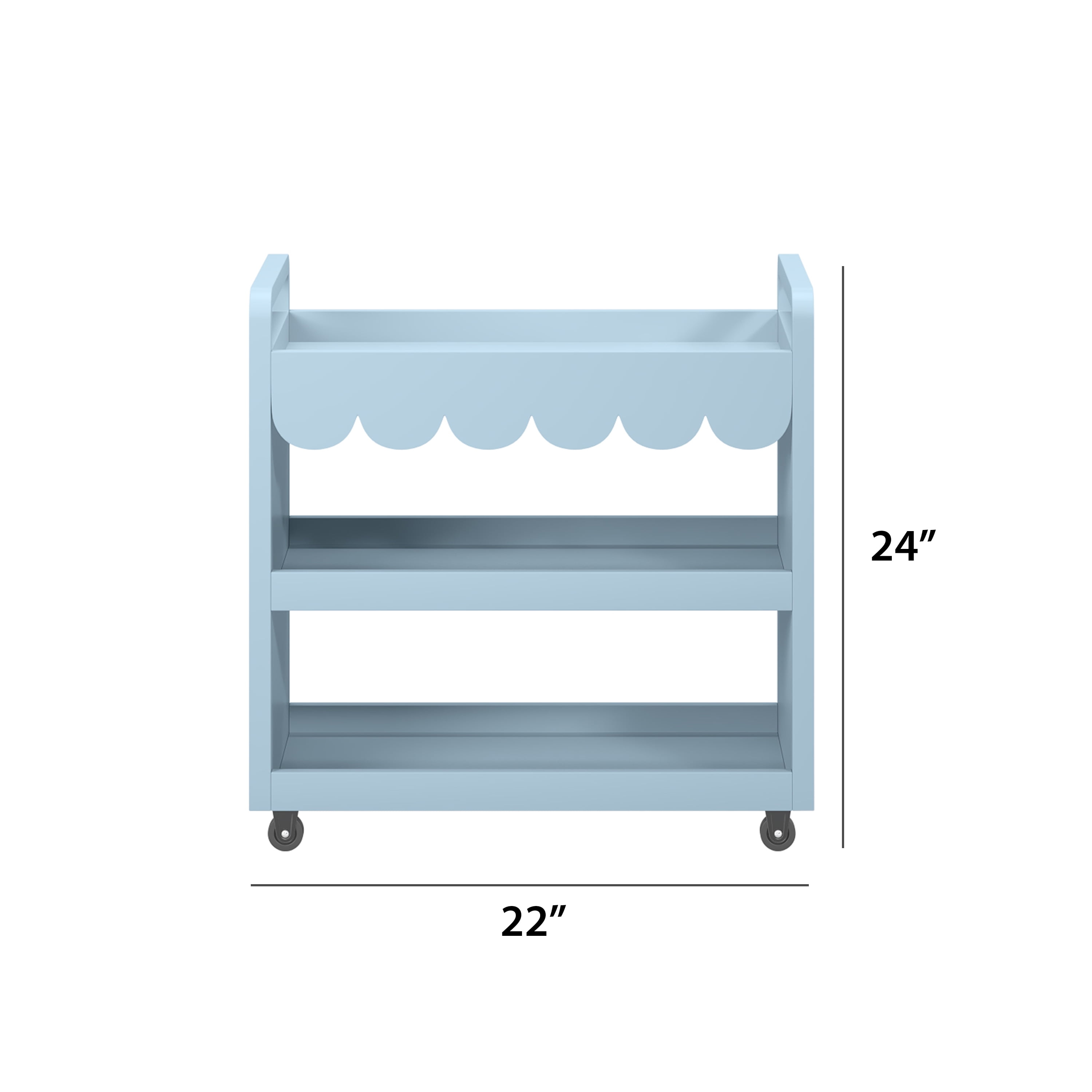 House of Happy Scallop Art Cart , Blue for Kids Classroom, Kids Playroom or Kids Bedroom