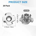 thumbnail image 3 of Uxcell 20-Pack 1/4-UNC T-nut, 6/16" Barrel Length Stainless Steel 4-Pronged Tee Nut Threaded Insert Corrosion Resistant Fasteners, 3 of 7