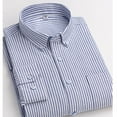 thumbnail image 3 of Donemore Men's Slim Fit Striped Long Sleeve Button-Down Casual Shirt with Multiple Pockets for Business and Daily Wear, 3 of 3