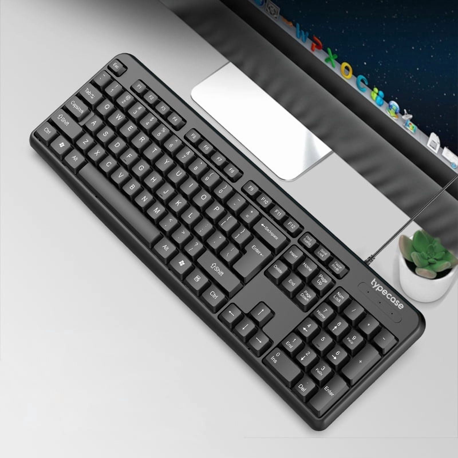 typecase Wired USB computer keyboard, suitable for both business and home use, universal quiet computer keyboard.black