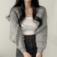thumbnail image 4 of Womens Shrug Boleros Lightweight Long Sleeve Open Front Cropped Cardigan Sweaters Cardigans for Dresses Streetwear apricot, 4 of 4