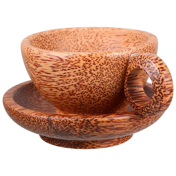 KONTONTY Tea Cup Coffee Mug Drinking Glasses Espresso Mugs Espresso Cups Wooden Mug Home Drinkware Wood Cup Milk Cup Kitchen Supply Cup With Saucer Tea Mug Manual Wooden Teacup Brown