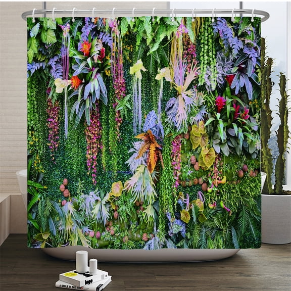 Outdoor Flower landscape Printing Bathroom Waterproof Shower Curtain Polyester 3