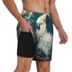 thumbnail image 2 of Balery Tropical Parrot Floral Artwork Bañador para hombre, shorts de playa de secado rápido con entrepierna y forro de compresión-X-Large, 2 of 6