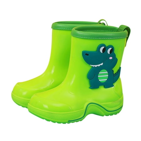 

Huesdet Girls Rain Boots Kids Glitter Waterproof Boots with Easy-on Handles(Green 190)