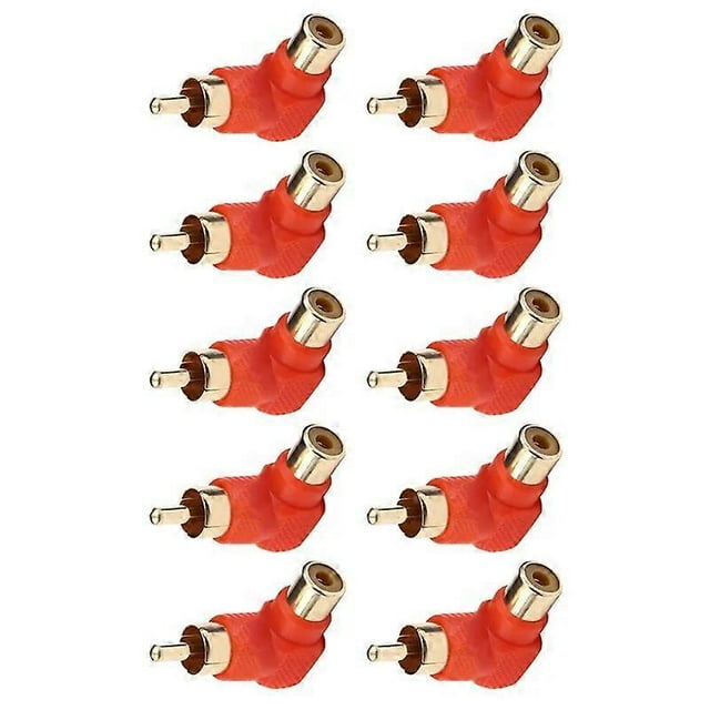 10Pcs/lot Right Angle RCA Male to Female Connector Audio AV Elbow Plug Jack Extender 90 Degrees L Shape RCA Adapter Plug