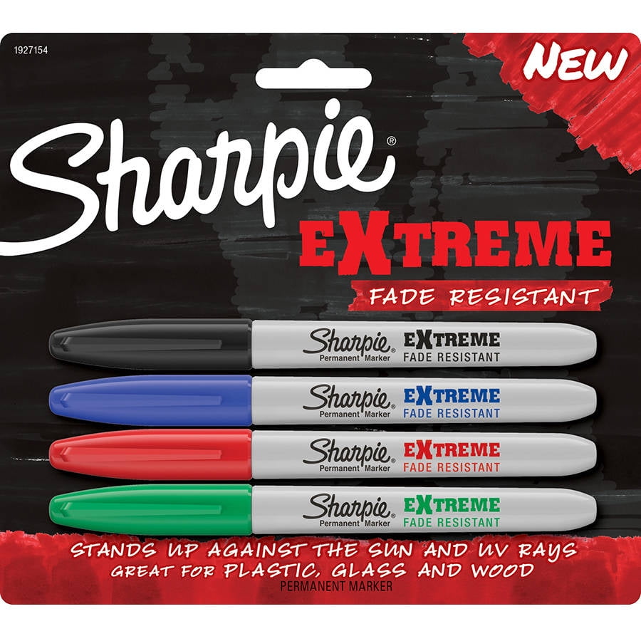 Sharpie Extreme Permanent Markers, Fade Resistant, Fine Point, Assorted, 4 Count