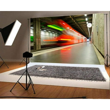 Image of ABPHOTO 7x5ft Photography Backdrop High Speed Train Stage Lights Plat Marble Floor Photo Background Backdrops