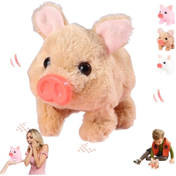 Electric Pig Plush Realistic Toy, Realistic Animated Walking Pig with Sound and Motion for Kids Interactive Play and Gift Giving