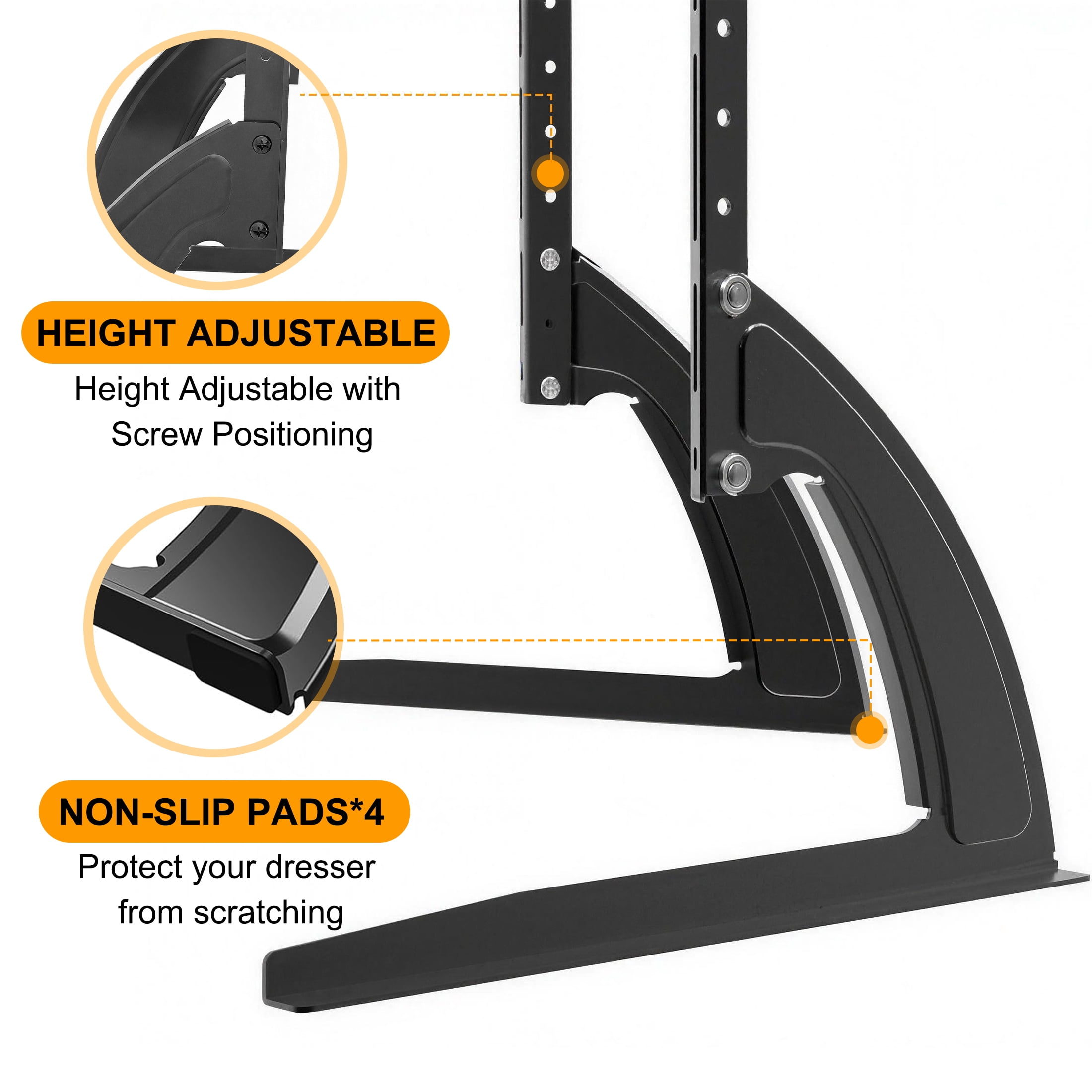 GARITIN Universal Table Top TV Stand, Replacement TV Base Legs for 37-75 Inch Flat Screen TV