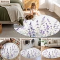 thumbnail image 5 of Round Rugs 5Ft, Lavender Floral Round Area Rug Washable Indoor Throw Carpet, Spring Flowers Botanical Plants Soft Non Slip Circle Rug for Cabinet Bathroom Home Decor Aesthetic, 5 of 8