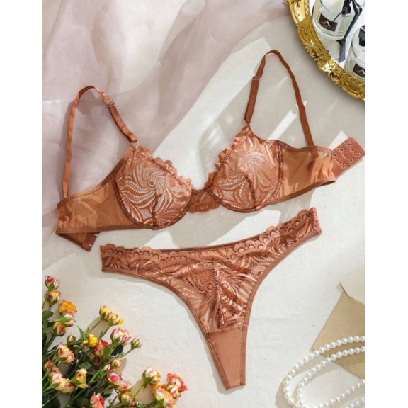 Brown Silk Lingerie Set