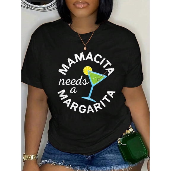 100% Cotton Mamacita Needs A Margarita Shirt Men Women Cinco De Mayo T-Shirt Print Round Neck Cotton T-Shirt, Summer Women's Tops, gift