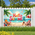 thumbnail image 1 of Tropical Design Summer Theme Vibrant Letters Beach Banner Relaxation Backdrop Seaside View Hello Summer for Outdoor Parties Beach Decorations Summer Events, 1 of 4