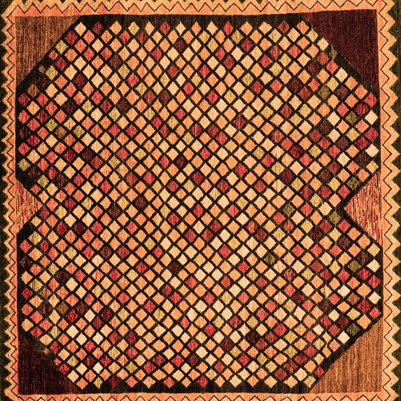 Ahgly Company Indoor Square Abstract Orange Modern Area Rugs, 4' Square