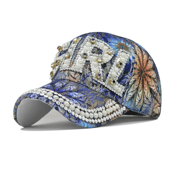 Baqcunre Clearance! Baseball Cap, Female Summer Casual Flash Drill Floral Print Baseball Caps Hat Visors Star, Womens Baseball Caps, Sun Hats for Women