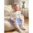 thumbnail image 5 of Toddler Girl Winter Fall Outfit Flower Sweatshirt Layered Skirt Headband, 5 of 9