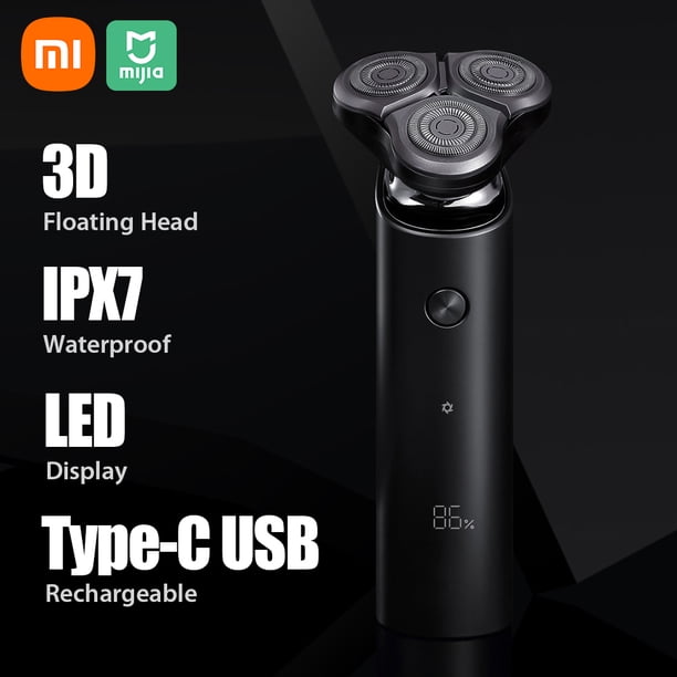 Maquinilla de afeitar Irfora Xiaomi Mijia Afeitadora eléctrica S500 IPX7 Afeitadora impermeable para hombres con cabezal de cuchilla flotante triple Seco y húmedo Cuchilla doble Cómoda y limpia Recort Irfora Maquinilla de afeitar