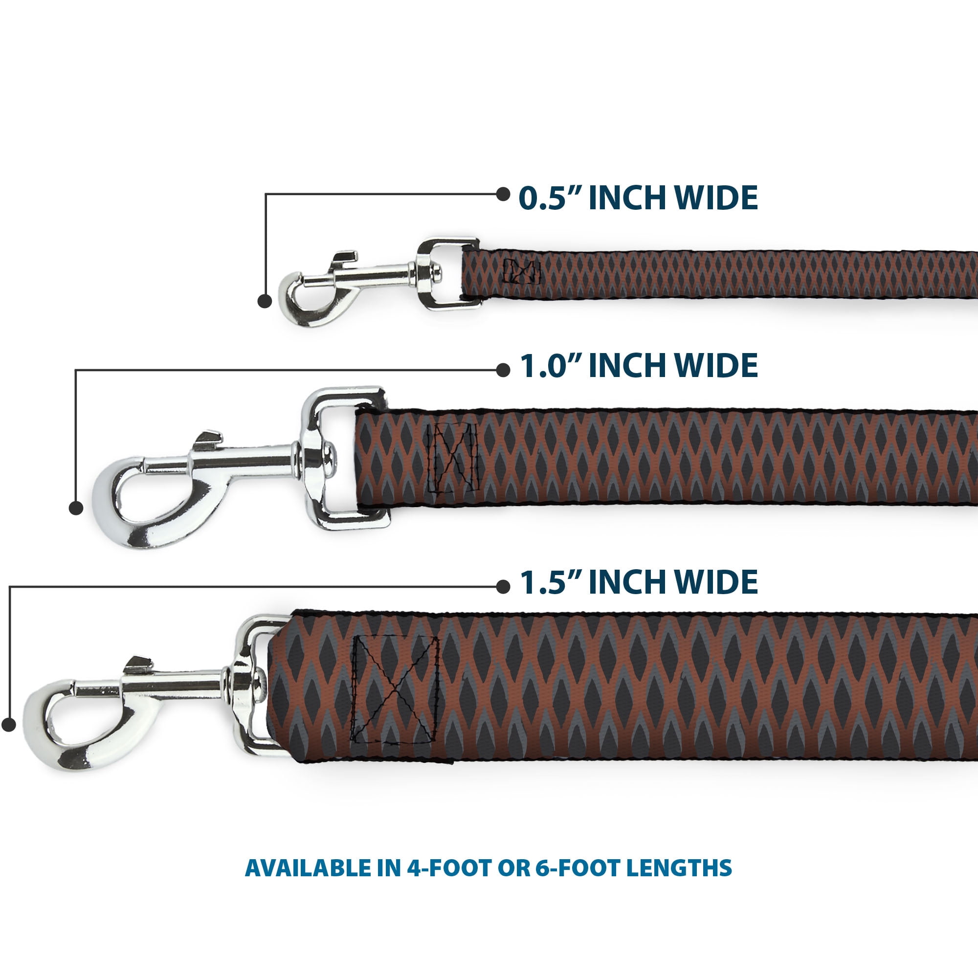 Buckle-Down Pet Leash, Dog Leash, Mesh Black Brown, 6 Feet Long 1.0 Inch Wide