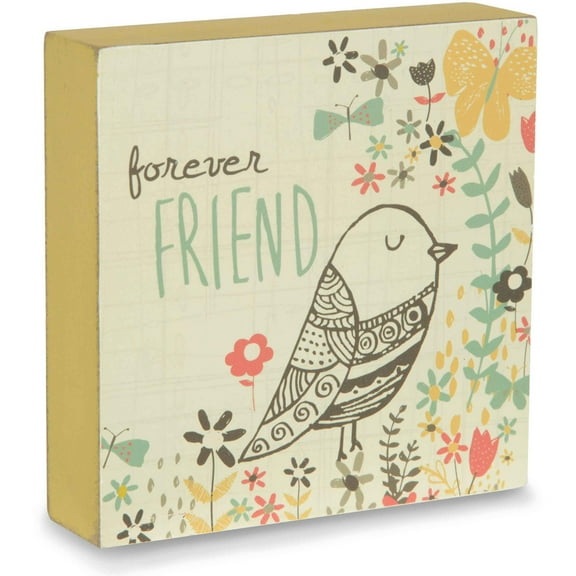 Pavilion Gift Company - Forever Friend - 4" x 4" Bird & Flower Plaque