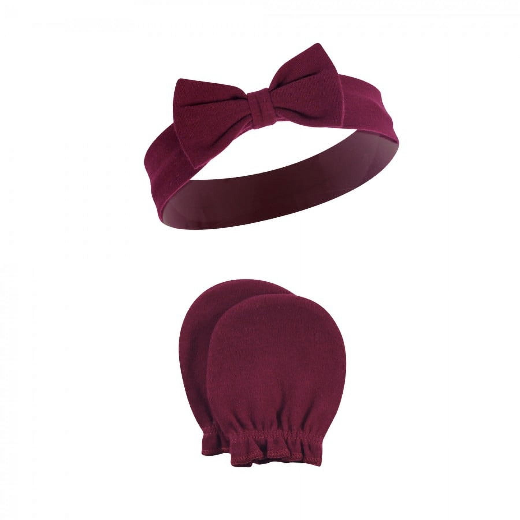 Hudson Baby Infant Girl Cotton Headband and Scratch Mitten
