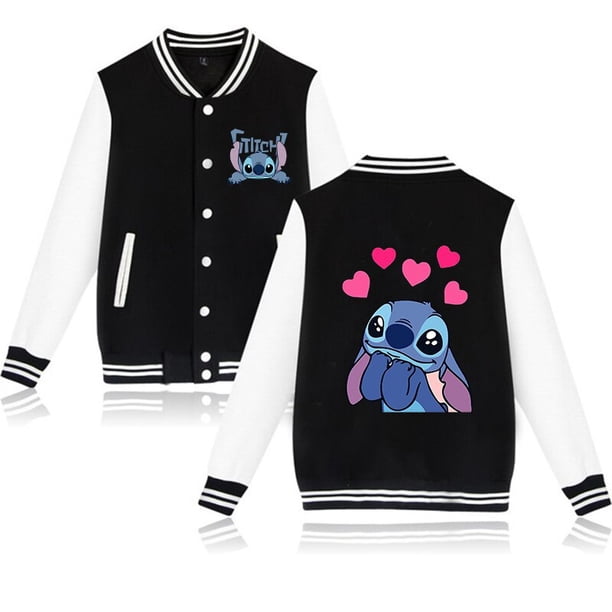 90s Disney Hoodie Lilo Stitch Baseball Jacket Men Women Sweatshirt Kids Boys Girls Harajuku Jackets Streetwear College Coats Y2kXXS(150CM) Gao Jinjia LED