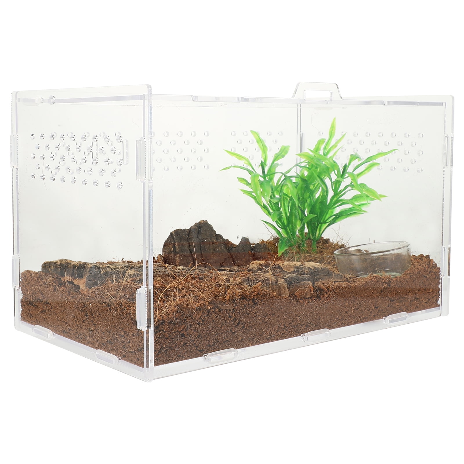 Monyance leopard gecko tank Acrylic Reptile Terrarium Hermit Crab Spider Habitat Cage 25x15cm(9.84X5.91X5.91Inches)