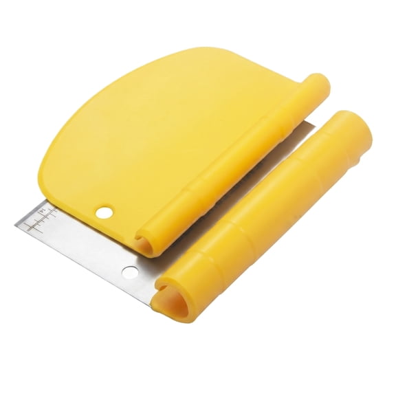 Stainless Steel Dough Scraper and Bench Knife with Measuring Scale, 2-in-1 Multi-functional Pastry Cutter with Comfortable Rolled Handle