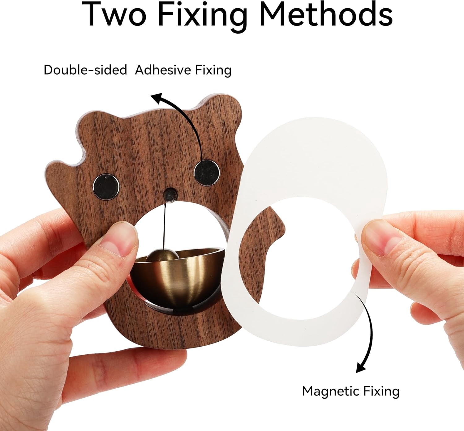 Shopkeepers Bell - Magnetic Attached Doorbell for Door Opening - Unique Office Ornament and Hanging Decoration for Business Entrance, Fridge Sticker and Barn Door (Golden Teak)