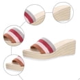 thumbnail image 7 of Platform Wedge Sandals for Women Summer Open Toe Espadrilles Color Block Braided Band Fashionable Slip on Slides Beige Size 8.5, 7 of 7