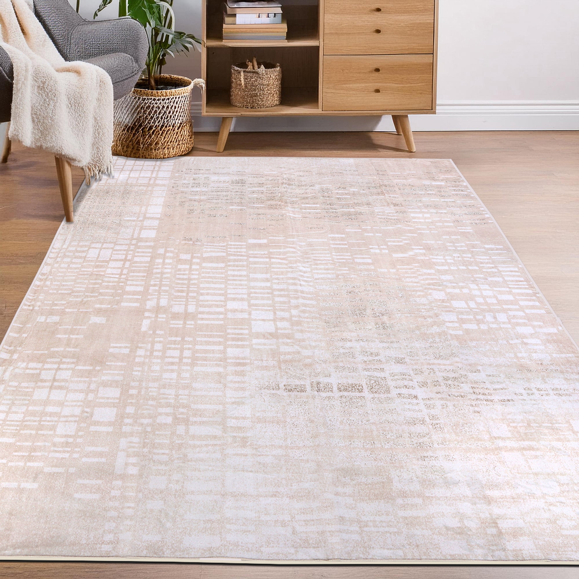Delara 8'x10' Machine Washable Area Rug, Soft & Durable, Non-Slip, Stain Resistant, Urban Veil, for Bedroom, Living & Dining Room