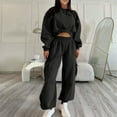 thumbnail image 2 of Kaemgyyd Women's Workout Tracksuit 2 Piece Outfits Lightweight Long Sleeve Crop Top Sweatshirt Baggy Cargo Pants Set, 2 of 7
