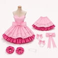thumbnail image 3 of Pink Stage Performance Dress Cosplay Costume, Bustier Gown with Headpiece Waist and Leg Accessories, Halloween Outfit for Anime Events, 3 of 5