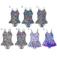 thumbnail image 3 of Girls One Piece Swimsuits with Ruffled Hem Bathing Suits for Kids Printed Swimwear Beach Summer Swim Suits for 4-12 Years, 3 of 11