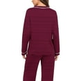 thumbnail image 3 of Posijego Striped Pajama Sets for Women Long Sleeve V Neck Casual Sleepwear Tops and Pjs Pants Lounge Outfits, 3 of 7