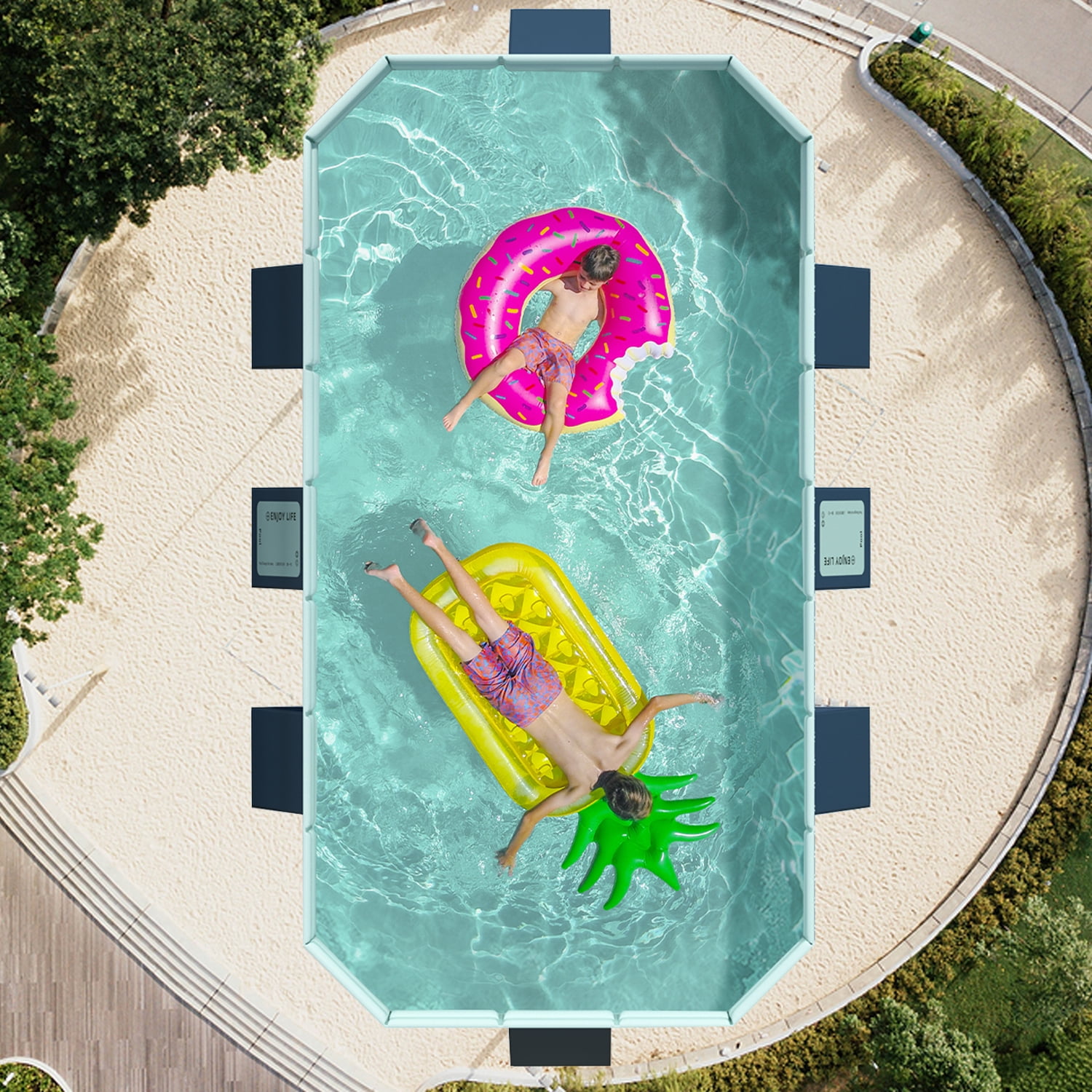 Foldable Pool, Non-Inflatable Kids' and Adults' Outdoor Swimming Pool, Hard Plastic Shell Portable Dog Pool for Backyard and Fun Water Play, 116" L x 65" W x 22" H