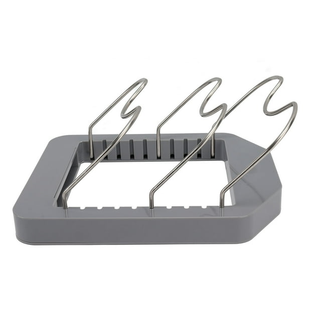 Pot Lid Organizer, Easy To Use Practical Durable Pot Lid Holder Rest Plastic For Home White,Grey